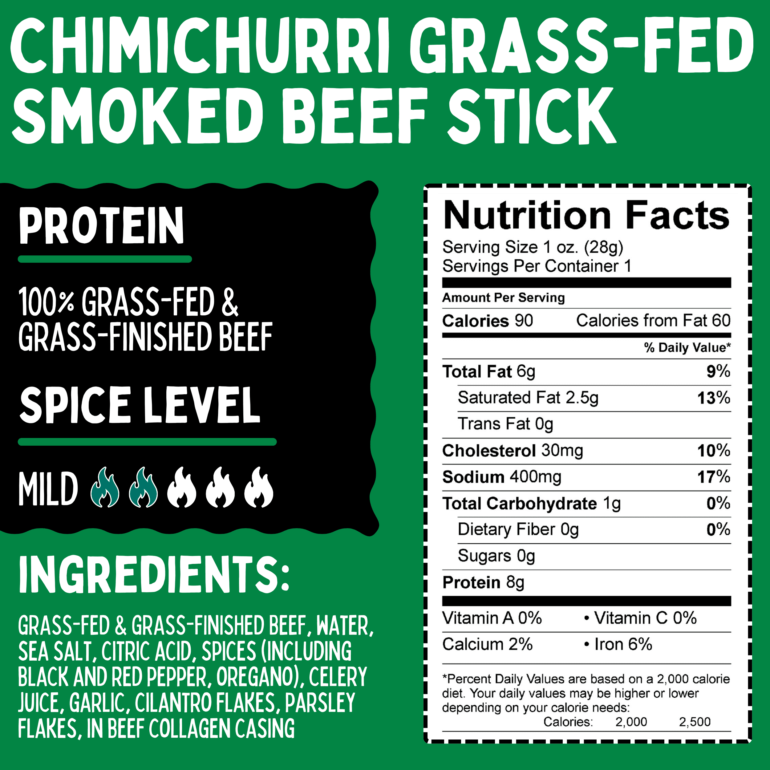 Chimichurri, Sogo Snacks, No Sugar, Low Carb, 100% Grass-fed, Non-GMO Beef Sticks. Gluten Free Snack, Hiking and Road Trip Snacks. Keto, Whole, Paleo Friendly (Chimichurri, 1-oz, 24 Count)