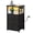 Black-3 Drawers, variant on TOMNK Nightstand with LED Lights & Charging Station, Side Table with Tempered Glass Top, USB Ports & Outlets, Fabric Drawers for Bedroom/Living Room, Black