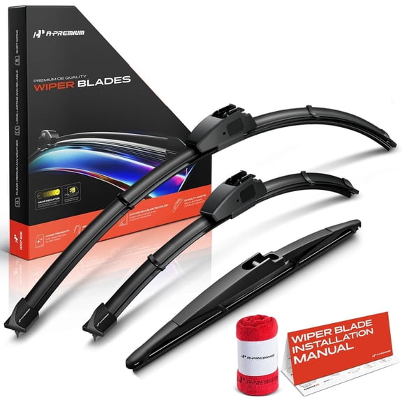 A-Premium Windshield Wiper Blades Compatible with Hyundai Santa Fe 2019-2023, Elantra GT 2018-2020 - Front Rear Wipers Blade Set for 26"/16"/12", Hook/RL4, with Wear Indicator & Towel (Pack of 3)