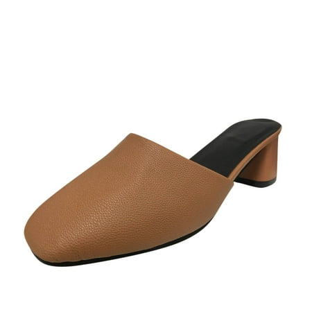 

Fashion Spring And Summer Women Casual Shoes Half Slippers Solid Color Mid Heels Thick Heels Note Please Buy One Or Two Sizes Larger