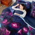 thumbnail image 3 of Manfei Halloween Skull Butterfly King Bedding 7pcs, Gothic Floral Rose King Bed in a Bag, Blue Purple Pink,Navy Blue Reversible, 3 of 7