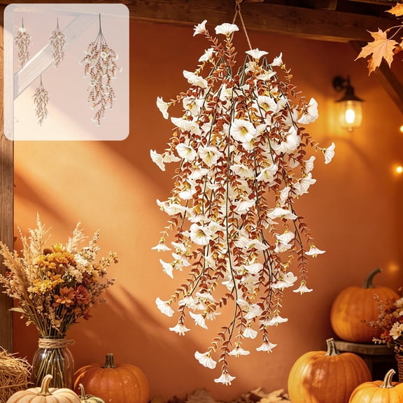 MMJ 4 Pack Artificial Morning Glory Hanging Vine Wall Decor Faux Flower Garland Fall Home Outdoor 29.92in