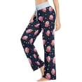 thumbnail image 3 of FREEAMG Womens Trendy Patterned Comfy Drawstring Lounge Pajama Pants High-Waist Wide Leg Sleepwear Bottom, 3 of 6