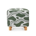 thumbnail image 2 of SCRAWLGOD Cow Print Green White Ottoman Slipcover, Washable Square Folding Storage Stool Ottoman Cover Polyester Stretch Fabric Furniture Protector for Indoor Living Room, 2 of 7