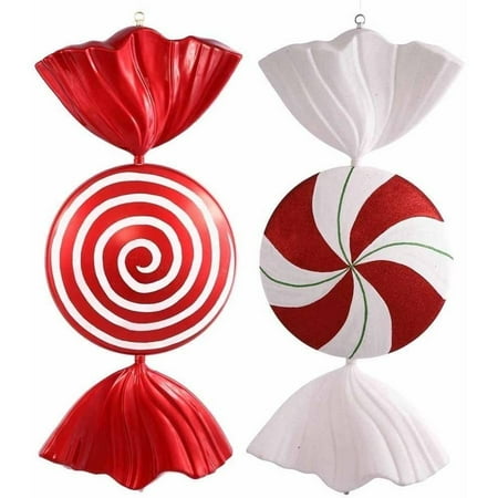 Vickerman 37 Flat Peppermint Candy Christmas Ornament Red White