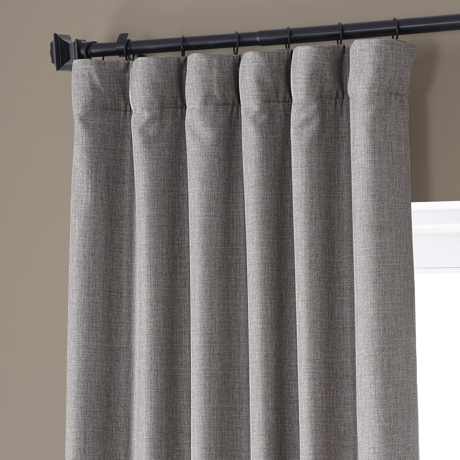 Signature Destination Slate Faux Linen Blackout Curtain (1 Panel), Destination Slate, 50W X 84L