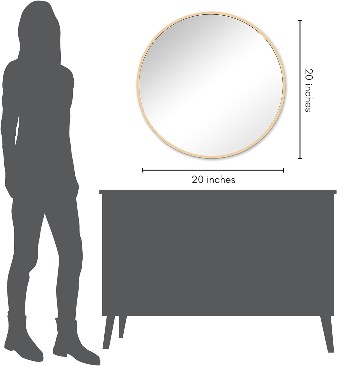Americanflat Framed Gold Round Mirror 20" - Circle Mirror for Bathroom, Bedroom, Entryway, Living Room - Large Circular Mirror for Wall Decor