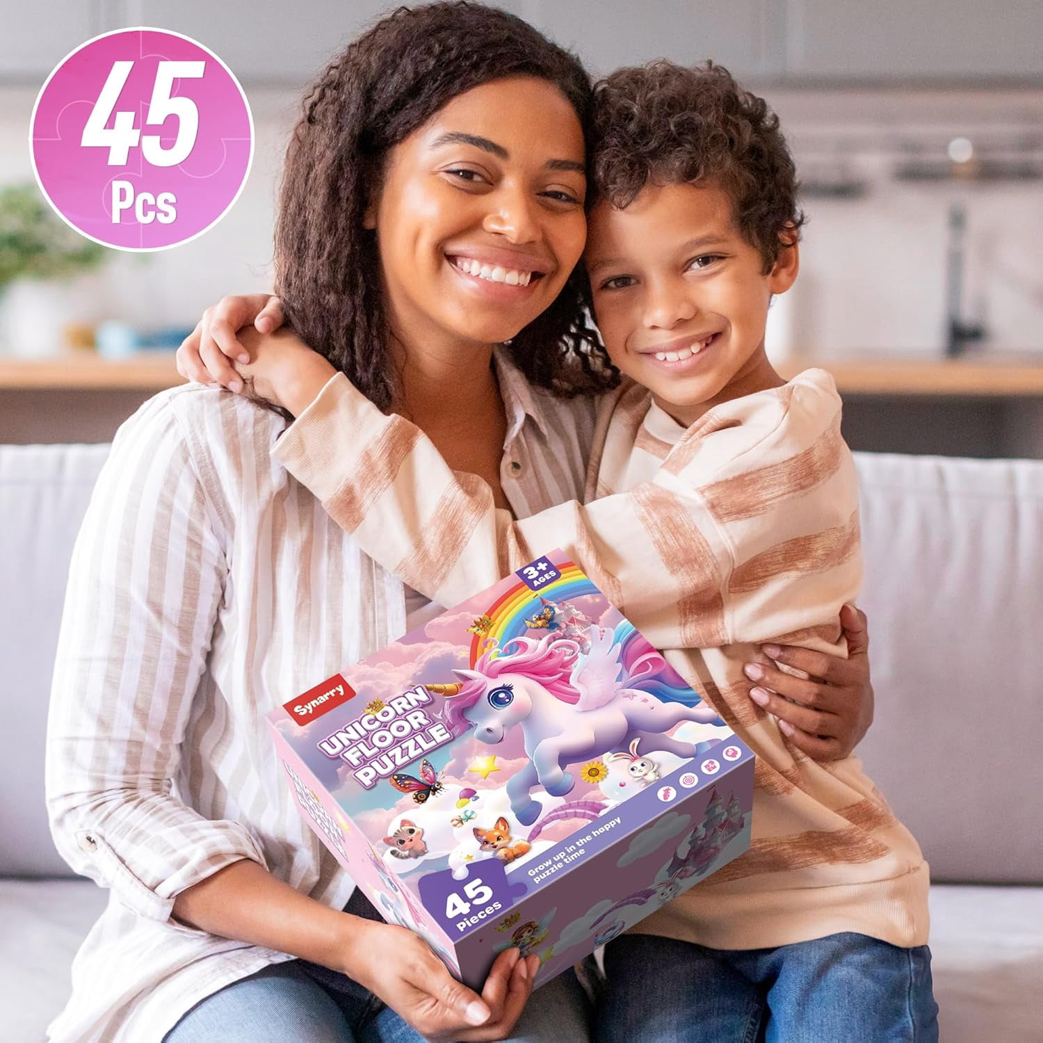 SYNARRY Unicorn Floor Puzzles for Kids Ages 4-6, Large 45 Piece Floor Puzzles Set for Kids Ages 4-8, Puzzles for Toddlers 2-4, Unicorn Toys Gifts for 3 4 5 6 7 8 Year Old Girls