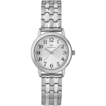 Viewpoint by Timex Women's 28mm Silver-Tone Dial Watch, Silver-Tone Expansion Band