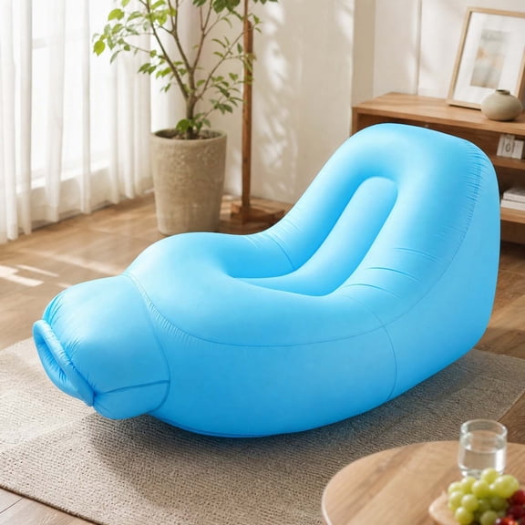 Portable Waterproof Inflatable Lounger Lazy Sofa, Fast‑Inflate Fold‑Up Blow‑Up Recliner Couch, Air Lounge Bed for Camping, Beach, Patio, Backyard, Balcony and Indoor‑Outdoor Relaxing Furniture