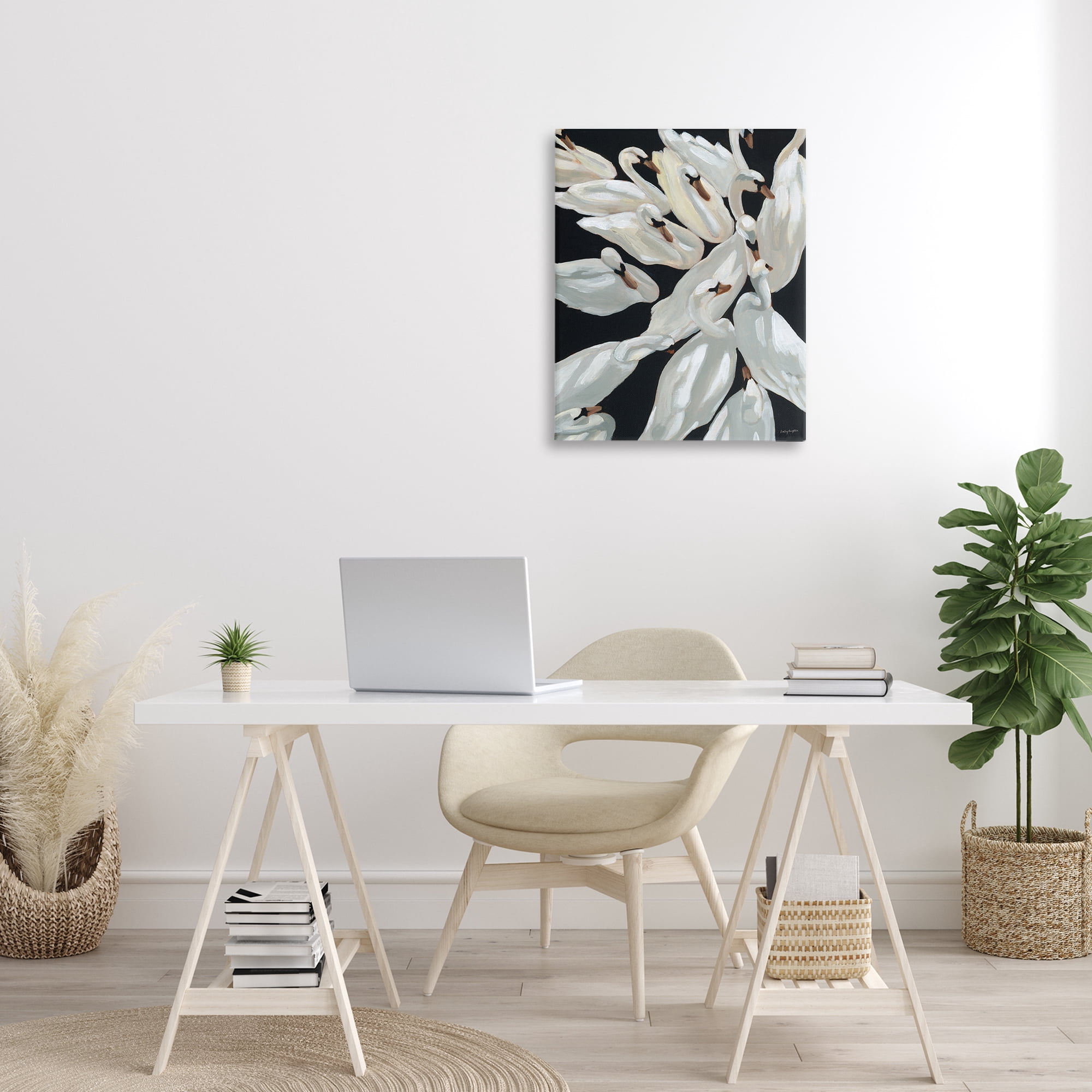 Stupell Industries Gathered Swans Swimming Animals & Insects Painting Gallery Wrapped Canvas Art Print Wall Art, 24 x 30