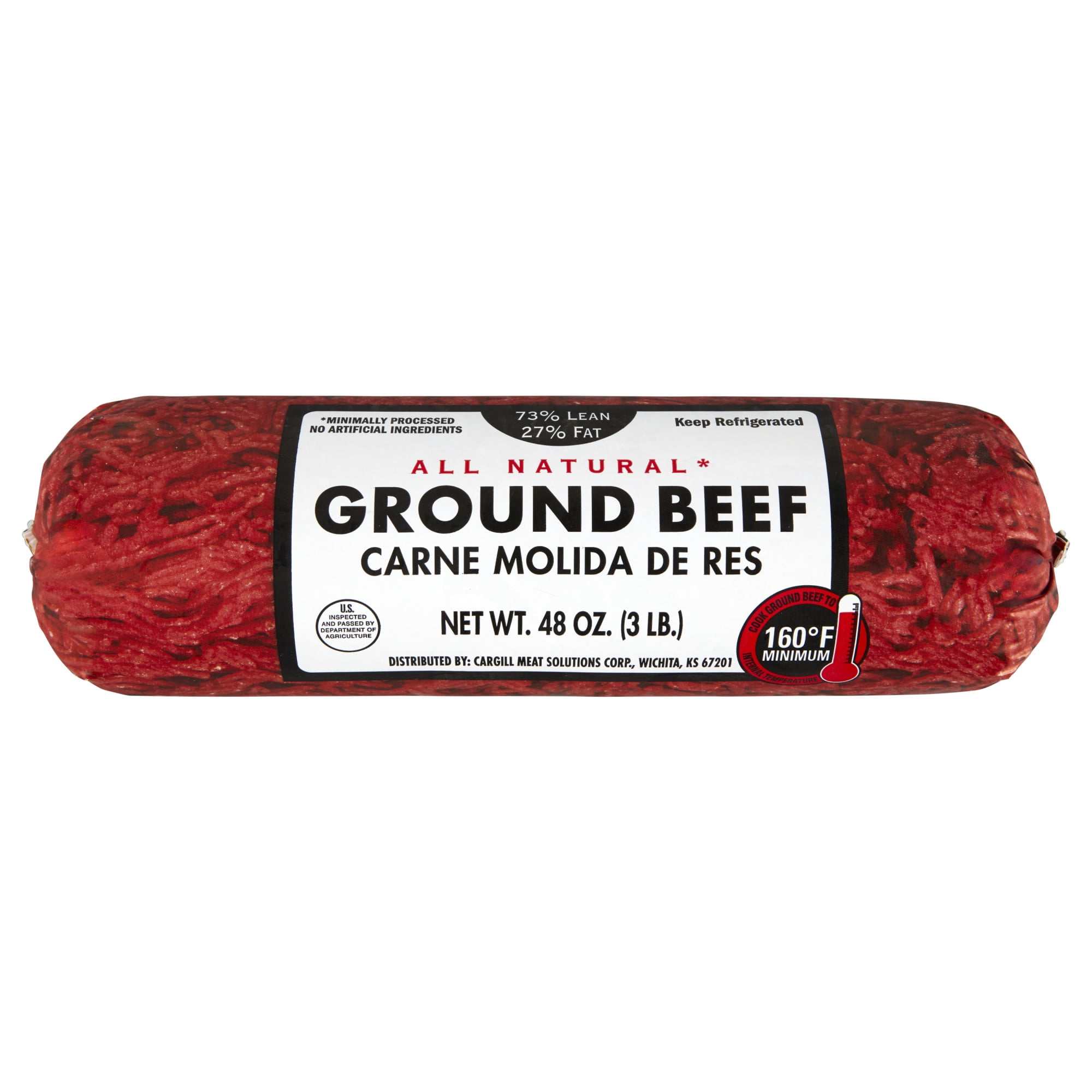 73% Lean / 27% Fat Ground Beef, 3 lb Roll, Fresh, All Natural*