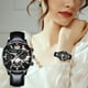 thumbnail image 2 of Reloj de cuarzo noctilucente con pegatinas mecánicas, diseño de múltiples esferas, correa de cuero, estilo informal, reloj de pulsera, esfera antiarañazos, para hombres y mujeres, con forma de bola de, 2 of 3