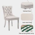 thumbnail image 6 of Contemporary Button Tufted Dining Chairs, High-end Velvet Upholstered Dining Chairs with Nailhead Back and Ring Pull Trim, Wood Dining Chairs for Living Room (Beige with Steel Leg,Set of 2), 6 of 8