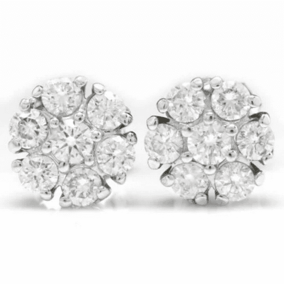 1CT Natural Diamond (I-J,SI1) Beautiful Stud Earring 14K White Gold Fine Jewelry for Women Gifts