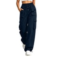 thumbnail image 3 of Mineart Women Solid Cargo Pants Casual Quick Dry Trousers with Elastic Drawstring Waist and Drawstring Hem Multi Pockets Button Trim for Outdoor Hiking, 3 of 9