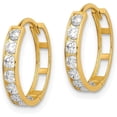 thumbnail image 2 of 14K Yellow Gold CZ Hinged Hoop Earrings - 14.3mm, 2 of 6