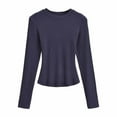 thumbnail image 4 of SELONE Undershirts Long Sleeve Women Crewneck Shirt Tops Soild Tight Bottom Underwear Clothes Blue, 4 of 4