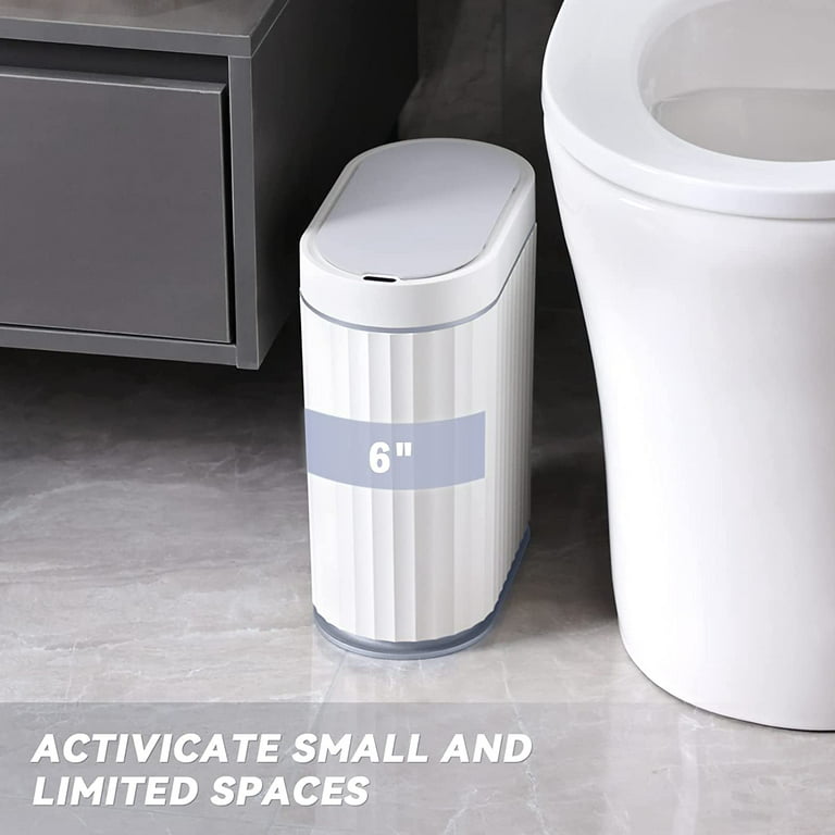 WDPUCHU Bathroom Trash Can with Lid,4.2 Gallons Touchless Garbage Can for  Bedroom,Automatic Plastic Slim Trash Bin for Office,Living Room, White,with