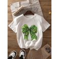 thumbnail image 2 of Women's St. Patrick's Day Lucky Clover Graphic T-Shirt - Casual Crew Neck Short Sleeve Top, Polyester & Elastane Blend, Machine Washable, Perfect for Summer & Spring, Spring Casual Wear|St. Patrick's, 2 of 7