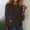 1-Brown, variant on Cozy Pullover Sweater Red Women's Autumn and Winter New Round Neck Long Sleeved Loose Buttons T-Shirts Female Autumn and Winter Comfortable Commute Fashion Long Sleeved Lady T-Shirt