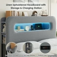 thumbnail image 2 of Homfa Full Size Linen Upholstered Bed with LED Lights & 2 Drawers， Storage Headboard Platform Bed Frame with USB Ports & Outlets, Gray, 2 of 8
