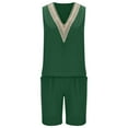 thumbnail image 5 of REORIAFEE Women's Two Piece Outfits Casual Tracksuits Sets Sexy Summer Sweatsuits 2PC Fashion Women Round Neck Sleeveless Blouse + Loose Cotton Linen Pockets Pants Short Sets Green L, 5 of 6
