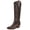 Dark Brown, variant on Women's Embroidered Knee High Cowboy Boots Snip Toe Stacked Heel Western Boots