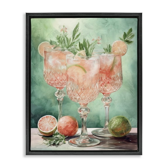 Stupell Industries Pastel Grapefruit Cocktails Food & Beverage Painting Black Floater Framed Canvas Art Print Wall Art, 17 x 21