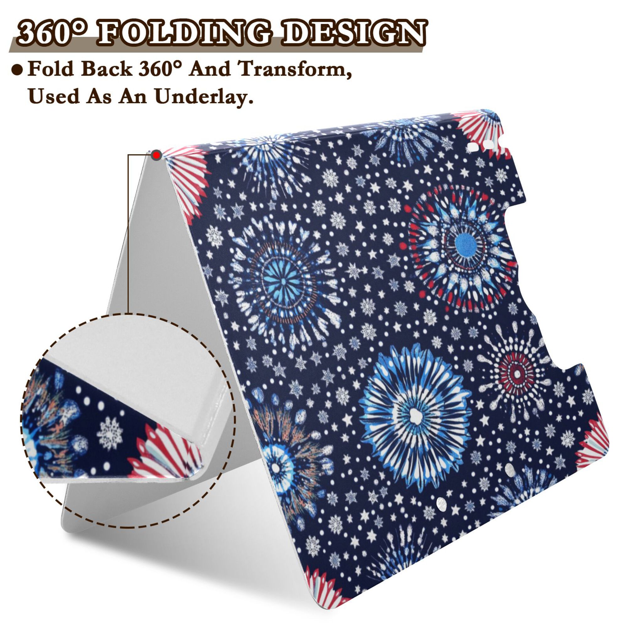 FORMRS A4 Clipboard Folder with Pen Holder Horizontal Foldable School Office Binder, Blue Fireworks Pattern