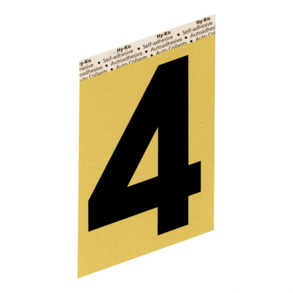 Hy-Ko Self-Adhesive Black Aluminum Number 4 3-1/2 in.