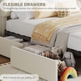 thumbnail image 4 of Eastvita Queen-Size Bed Frame with Storage Headboard 2 Drawers - Boucle Upholstered Platform Bed with Bookcase Easy Assembly No Box Spring in Beige White, 4 of 7
