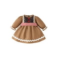 thumbnail image 2 of Elippeo Toddler Girl Christmas Dress Gingerbread Man Dot Print Long Sleeve Crew Neck A-Line Dress with Belt 12 18 24 Months 3 4 Years, 2 of 9
