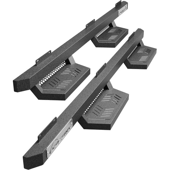 Running Boards Fit for 2007-2018 Chevy Silverado GMC Sierra 1500 Crew Cab; 2007-2019 2500 3500HD Crew Cab, Black Side Step Nerf Bars