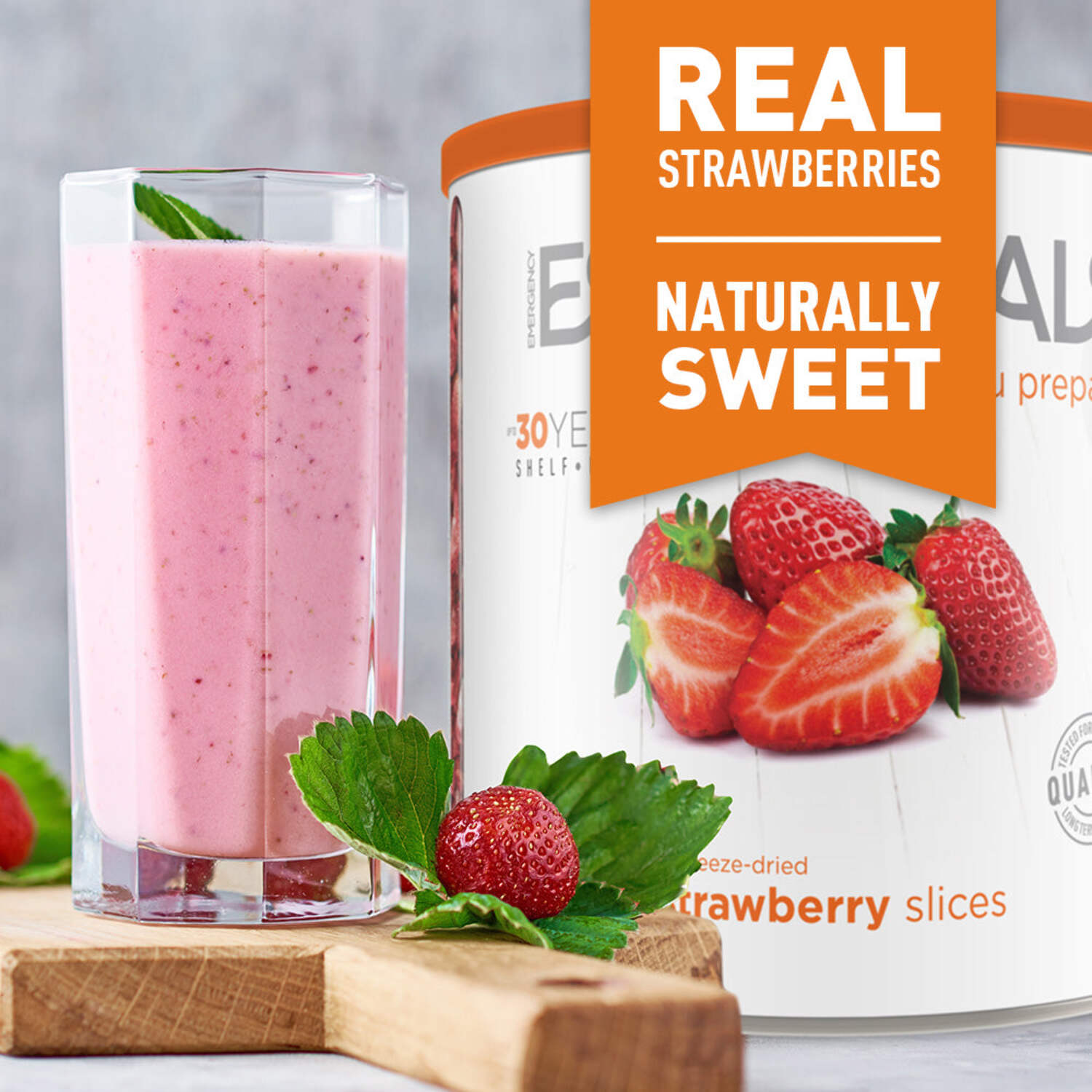 Emergency Essentials, Freeze-Dried Strawberry Slices, Bulk Freeze-Dried Fruit, 30-Year Shelf Life, 6.4-oz. Large Can