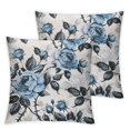 thumbnail image 2 of Nawypu  Blue Flowers and Leaves Decorative Throw Pillow Case Watercolor Floral Pattern Ink Painting Waist Lumbar Pillow Covers Cushion Cover for Sofa Couch White, 2 of 6