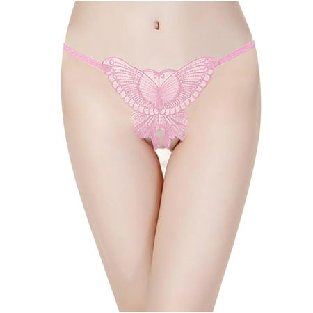

VerPetridure Women s Bikini Brief Underwear Thongs for Women Panties Women s Fashion Transparent Lace Butterfly Sexy Panties Thong Solid Color