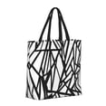 thumbnail image 3 of Large-Capacity Zipper Single-Shoulder Convenience Bag 15.7×19.6 Inches, Wear-Resistant And Water-Repellent, Can Be Carried By Hand Or On One Shoulder Black Geometric Lines_4, 3 of 8