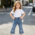 thumbnail image 6 of Maqroz Girls Flare Jeans High Waisted Stretchy Denim Bow Decor Bootcut Trousers with Pockets Summer Casual Bottoms back to school pants 6M-5Y, 6 of 9