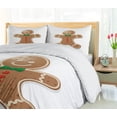 thumbnail image 5 of Ambesonne Gingerbread Man Duvet Cover Set, Iconic Treats, 2-Calking, Caramel Green and Red, 5 of 7