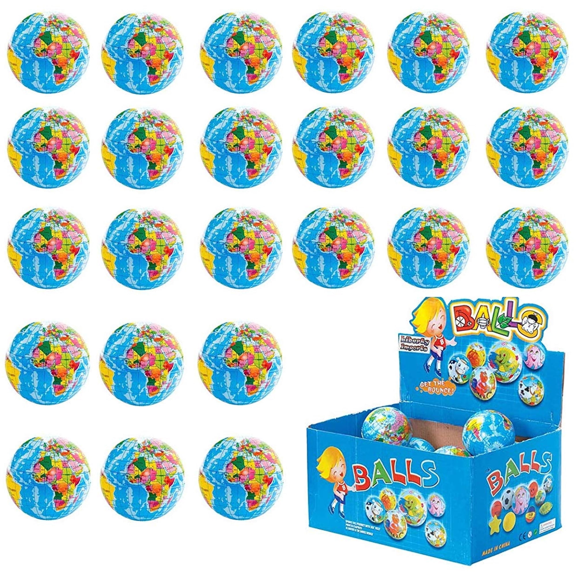 Mini Globe Planet Earth Soft Foam Stress Relief Ball Toys for School, Classroom and Party Favors Pack of 24