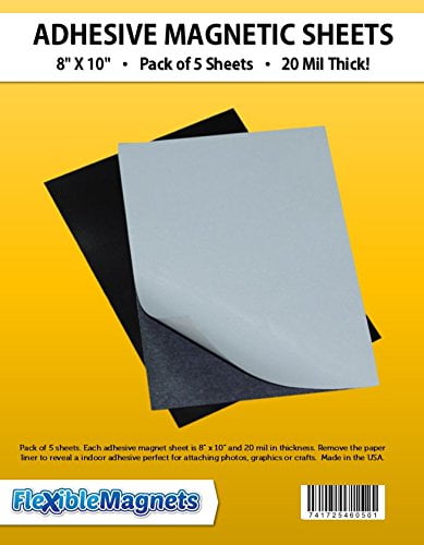 CheckOutStore Flexible Self Adhesive Magnetic Sheets 20 Mil 5 5 x 7 1/4 Black