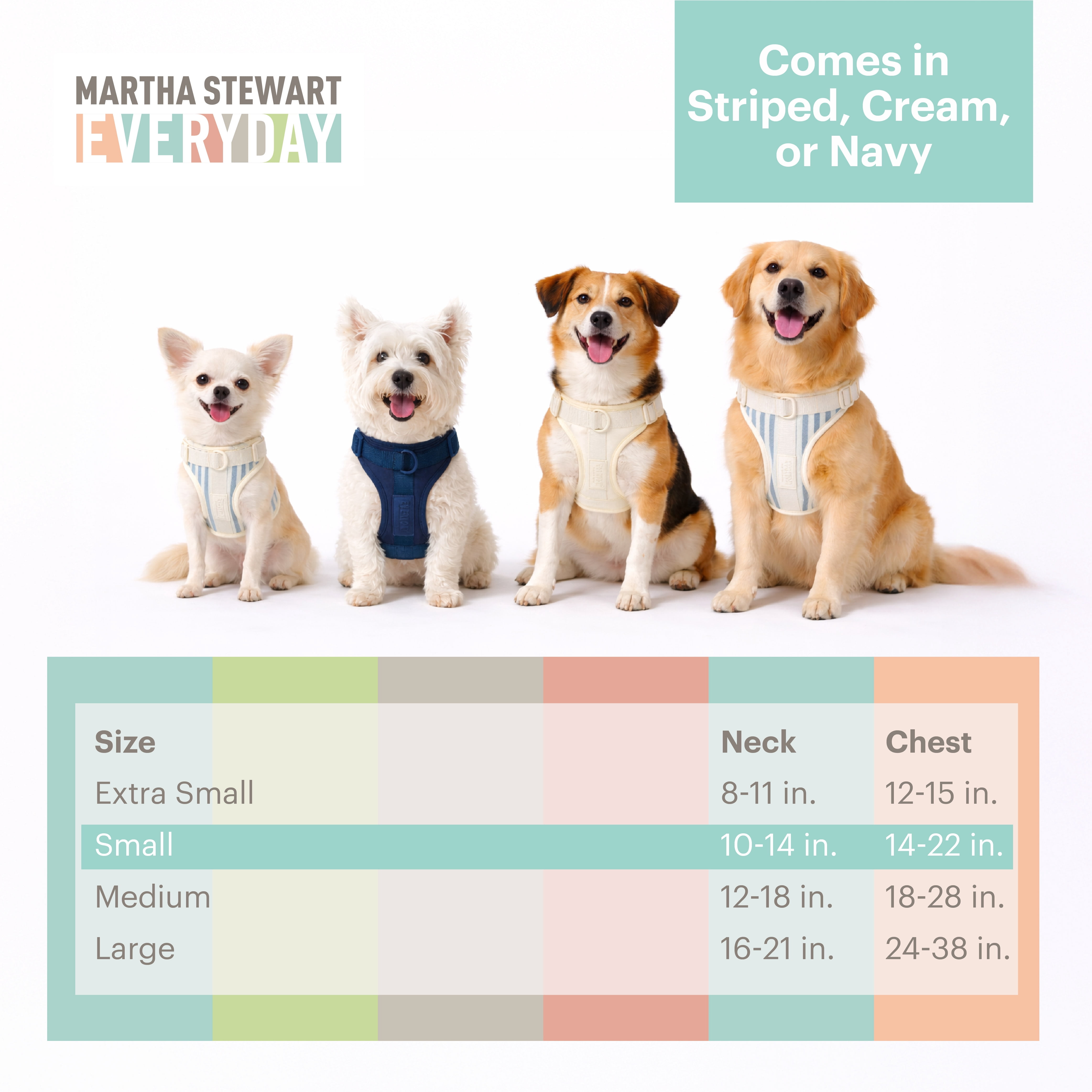 Martha Stewart Neoprene Padded Harness - Cream, Small