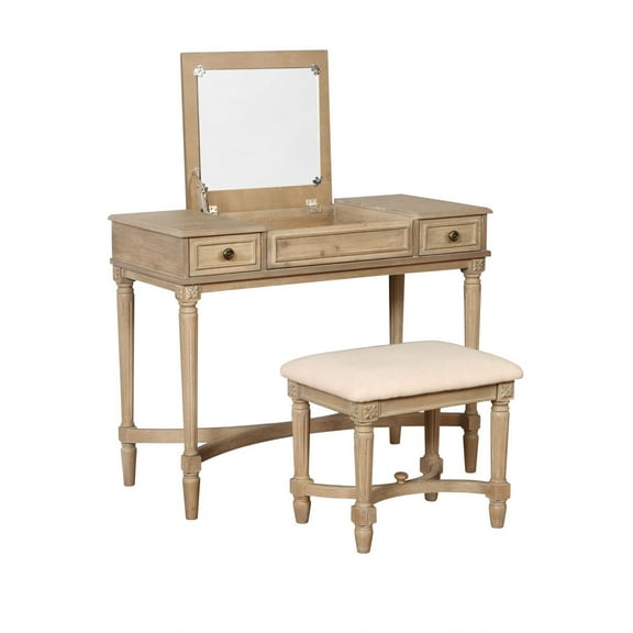 Contemporary Home Living 38" Gray Vanity Set with Mirror and Stool