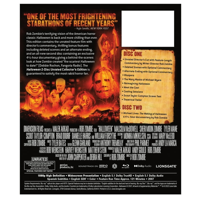 Rob Zombie Halloween (Blu-ray + Digital) Horror, Lionsgate
