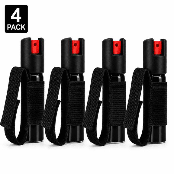Burn Pepper Spray for Self Defense with Security Strap - 0.84 fl oz 4 Pack