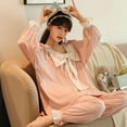 thumbnail image 1 of Conjuntos de pijamas de manga larga para mujer, ropa de dormir de satén para otoño, conjunto de Pijama para niña joven, ropa de casa para mujer, 1 of 4