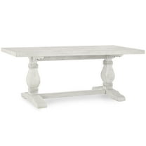 JERFIT 78 Inch Antique White Farmhouse Dining Table - Solid Pine Wood Distressed Finish