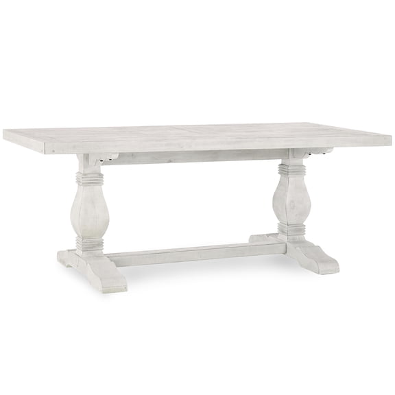JERFIT 78 Inch Antique White Farmhouse Dining Table - Solid Pine Wood Distressed Finish