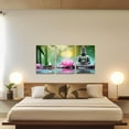 thumbnail image 5 of ZHONGYUTONG Zen Bathroom Wall Art 3 Pieces Buddha Water Lily Green Bamboo Candle Picture Prints Lotus Flower Canvas Poster Spa Artwork Meditation Room Decor (16.00" x 24.00" x 3PCS), 5 of 6